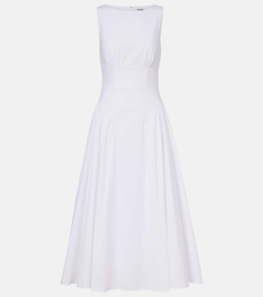 staud gwen cotton poplin midi dress