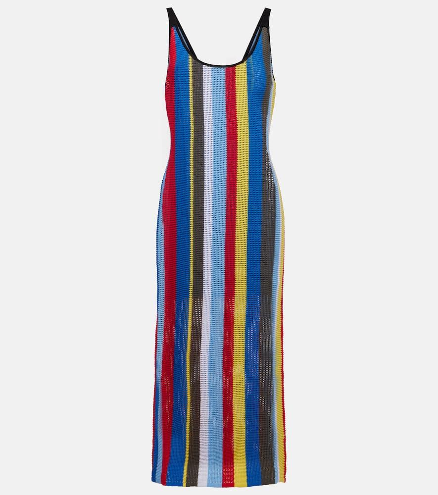staud jessica striped crochet midi dress