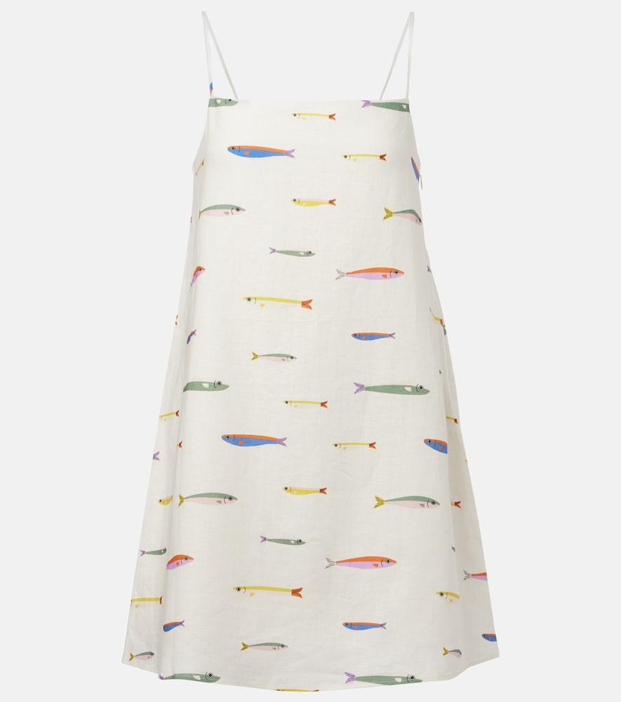 staud laura printed cotton minidress