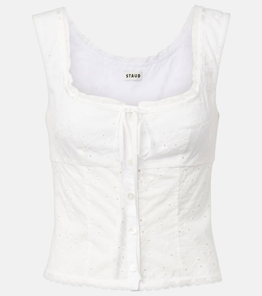 staud lou broderie anglaise cotton top
