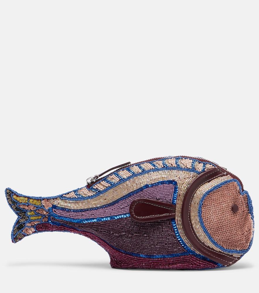 staud pesce beaded clutch