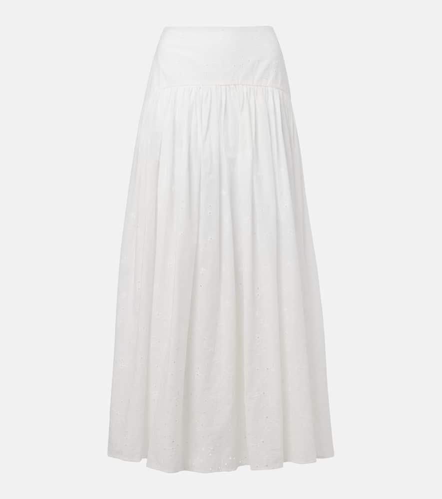 staud procida pleated cotton maxi skirt
