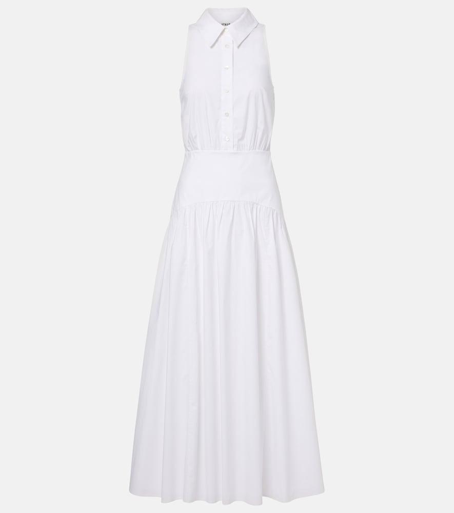 staud romy cotton poplin midi dress