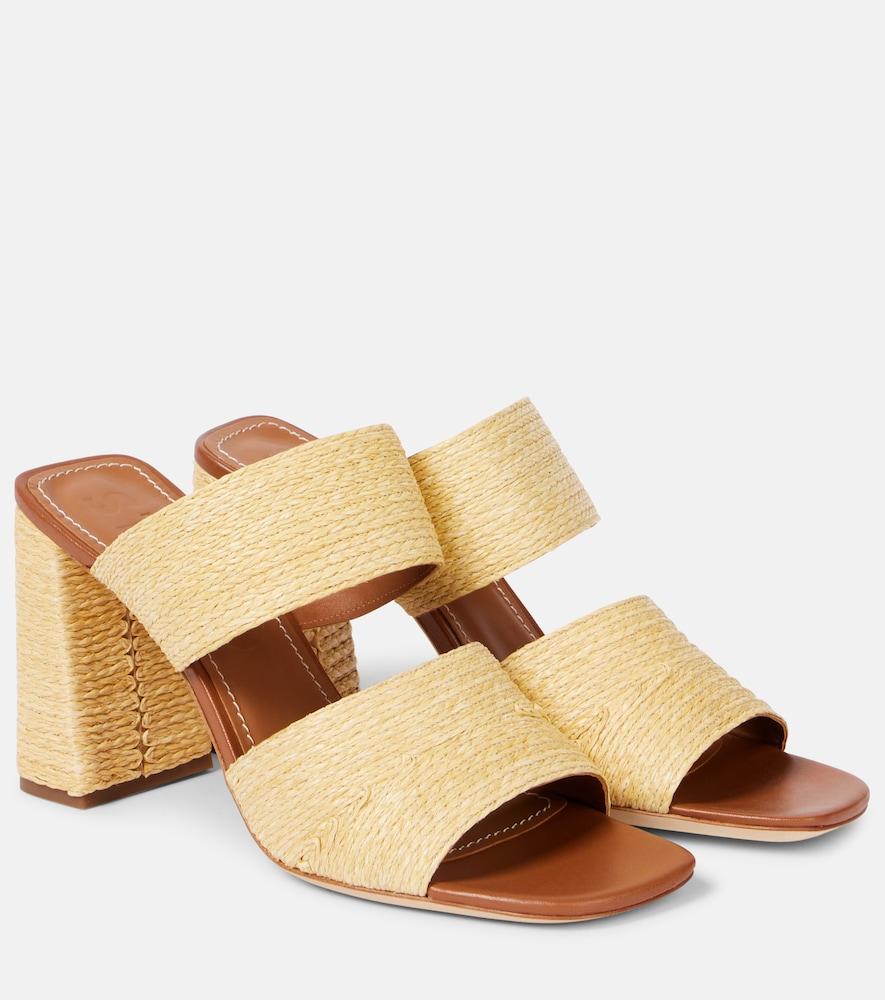 staud skylar raffia and leather mules