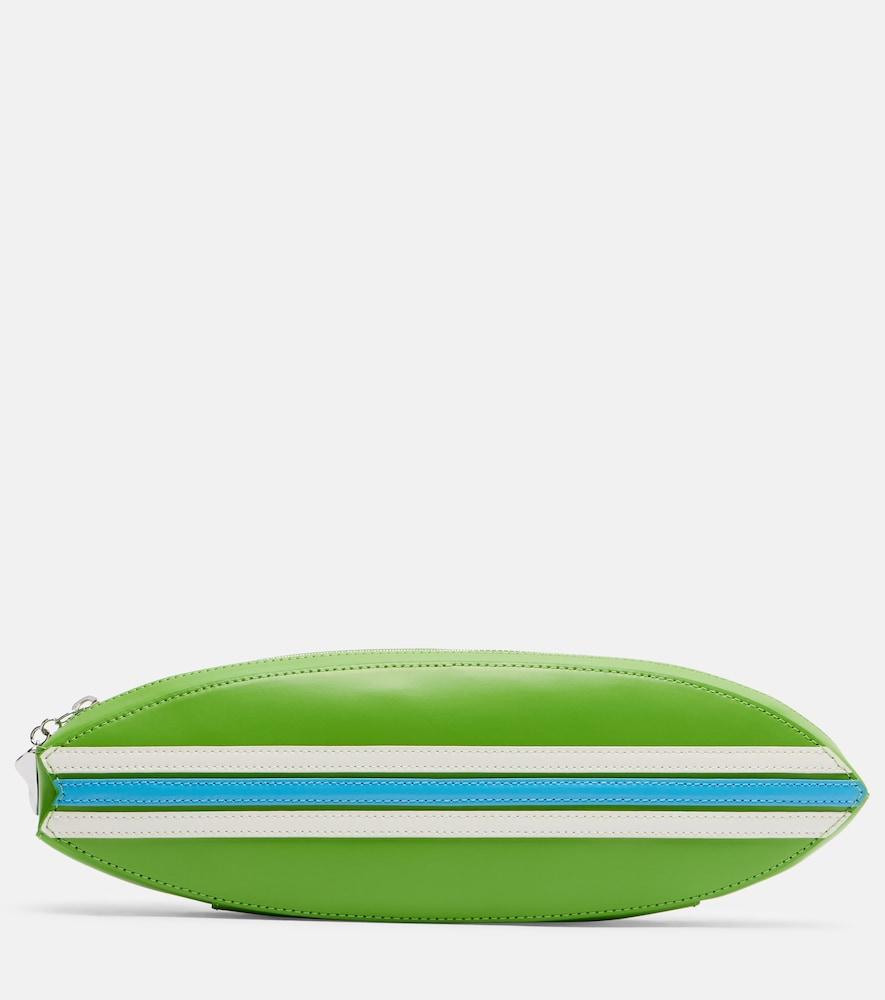 staud surfboard striped leather clutch