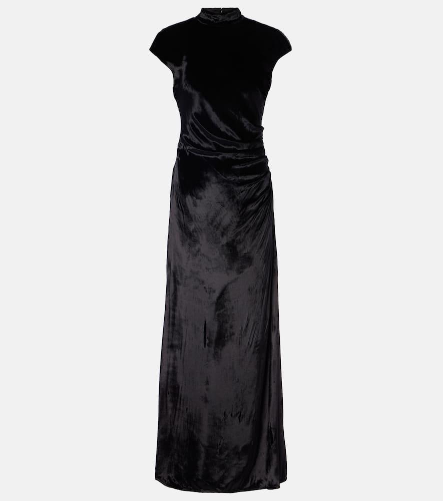 staud tina ruched velvet gown