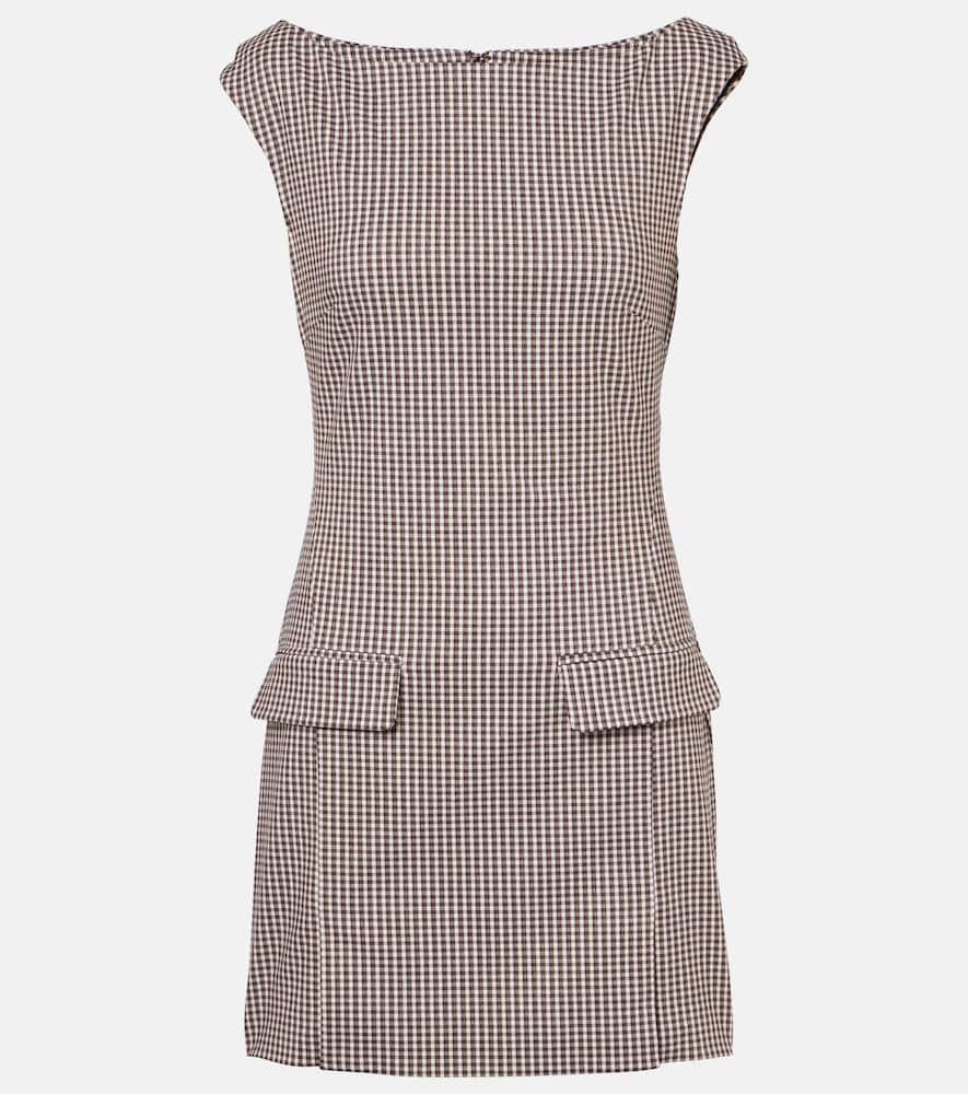 staud walker checked minidress