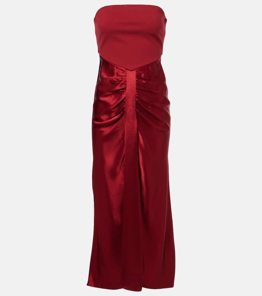 staud wayfaring ruched ponte and satin gown