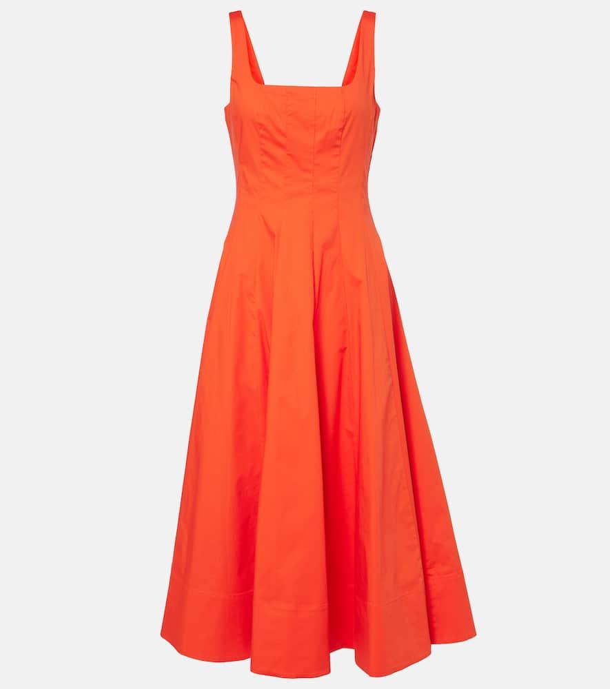 staud wells cotton poplin midi dress