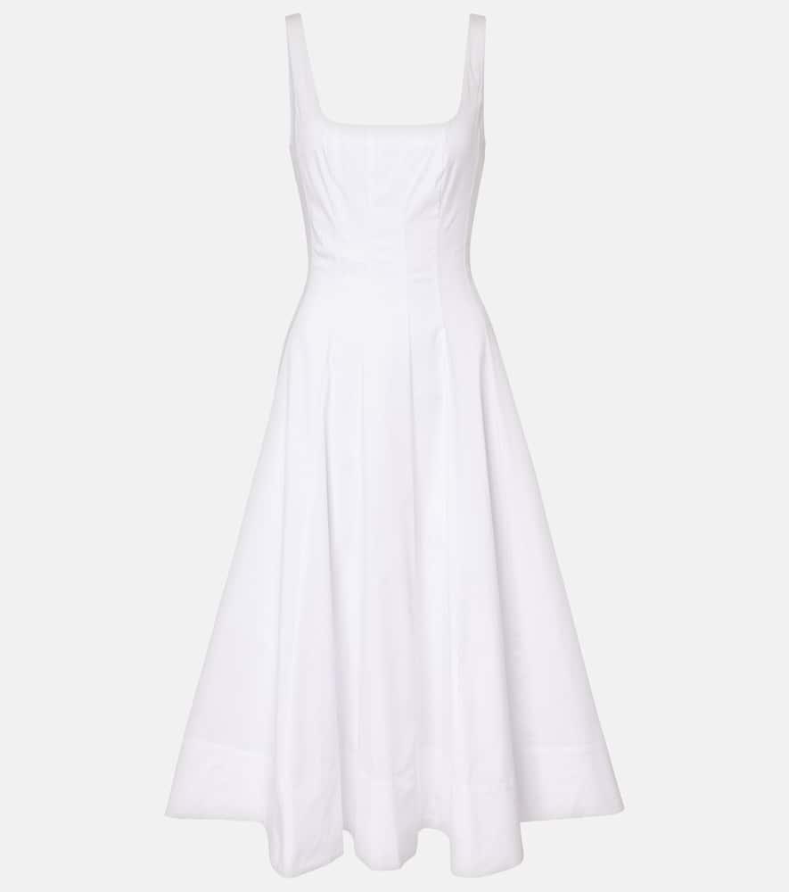 staud wells cotton poplin midi dress