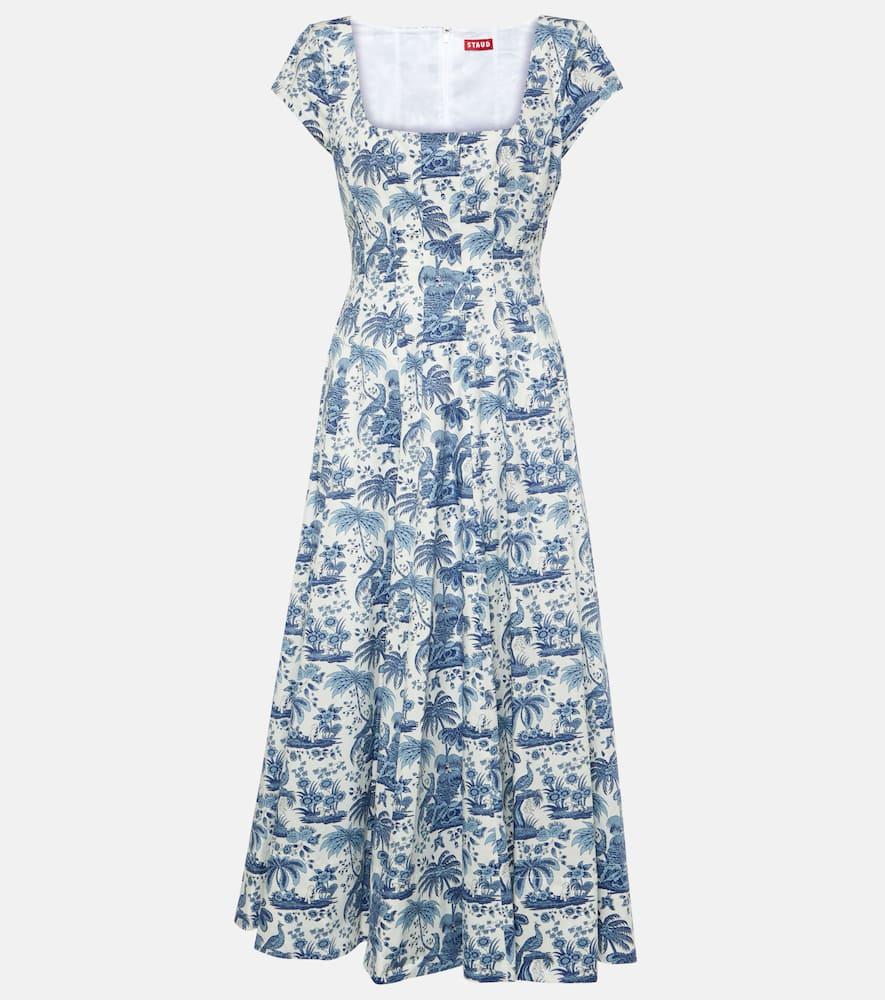 staud wells floral cotton midi dress