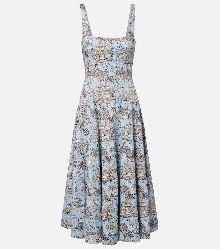 staud wells floral cotton poplin midi dress