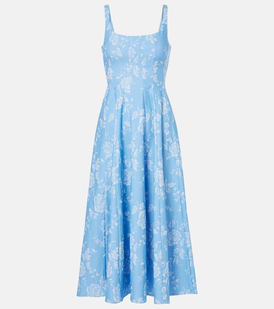 staud wells floral pleated corset dress