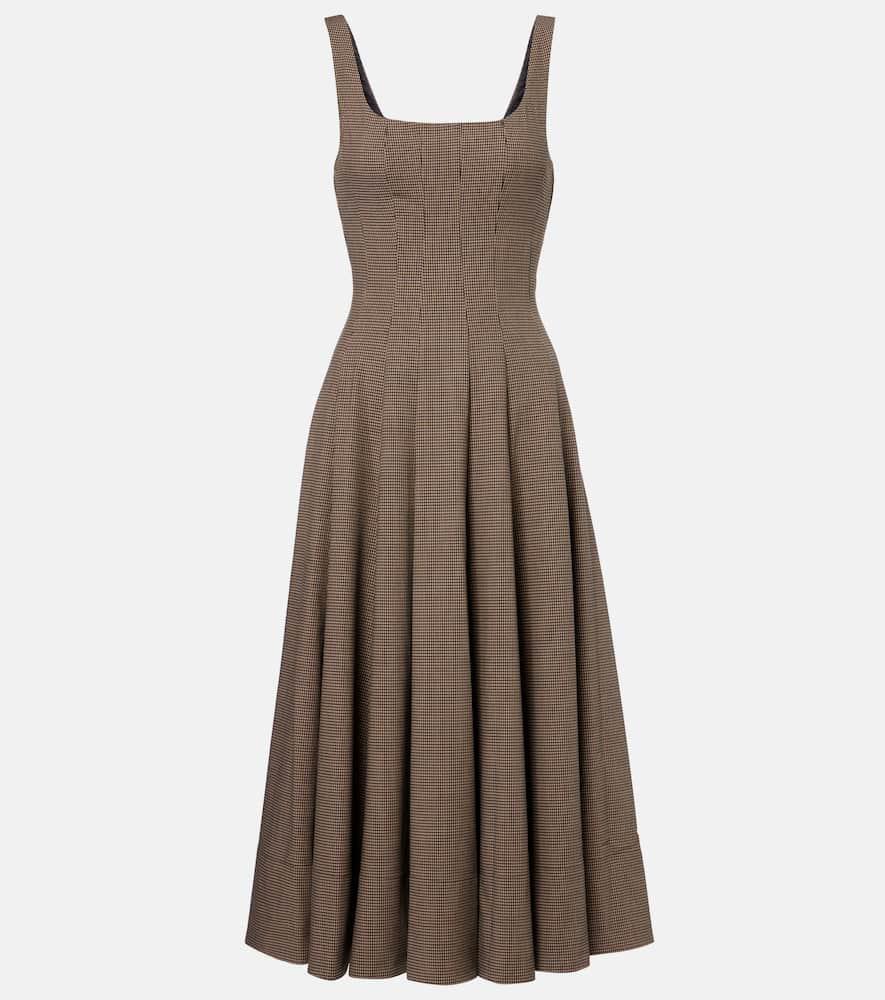 staud wells houndstooth midi dress
