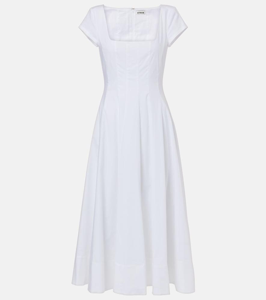 staud wells pleated midi dress
