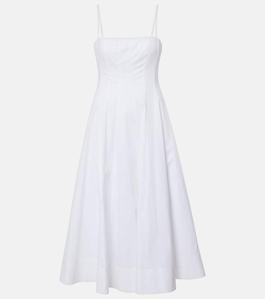 staud wylie corset cotton midi dress