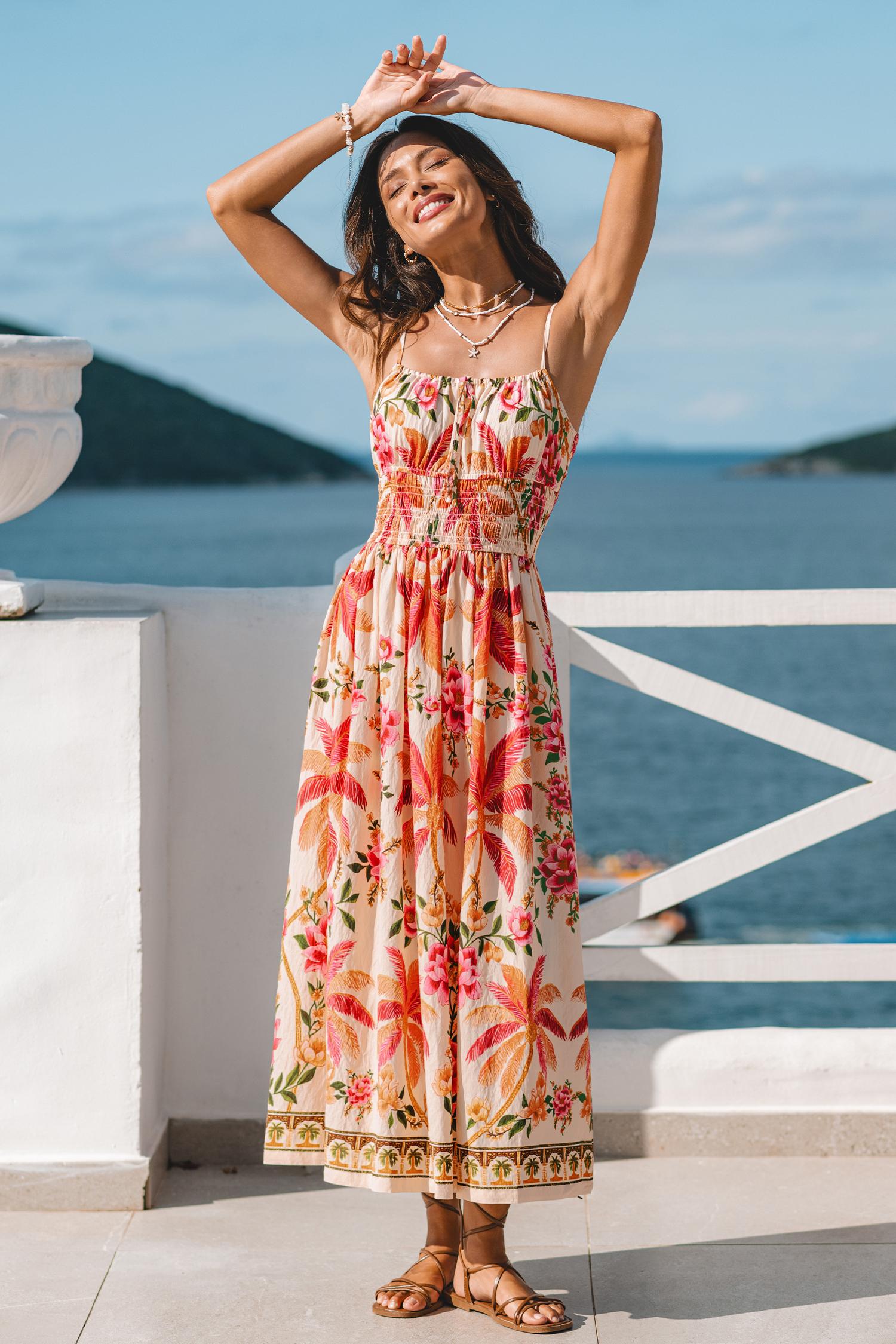 stay bright tropical maxi dress - l