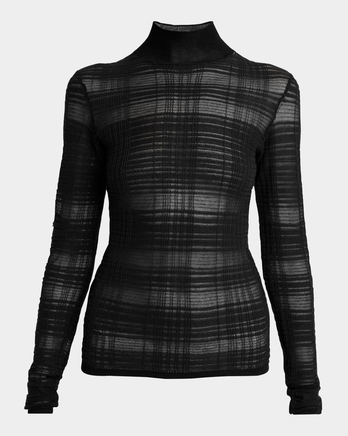 stefanie plaid knit turtleneck sweater