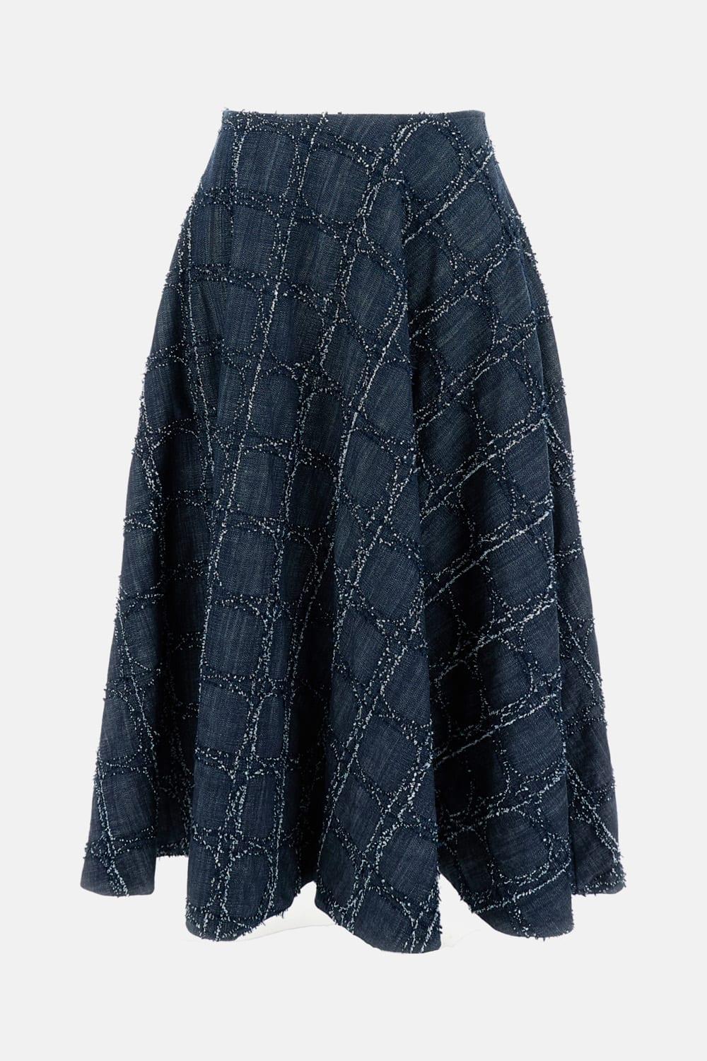 stefano mortari wide denim skirt