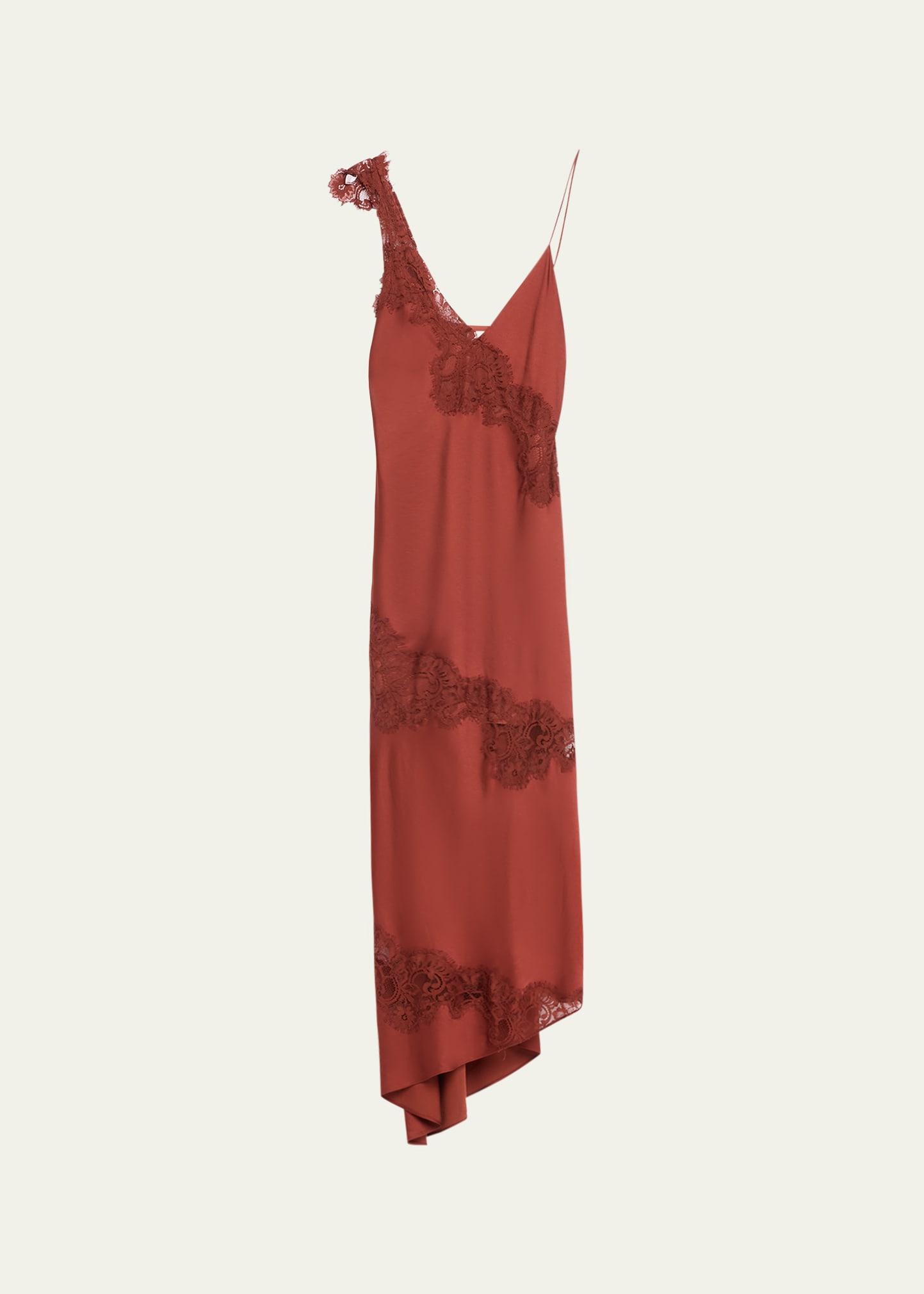 stella lace-trim maxi slip dress