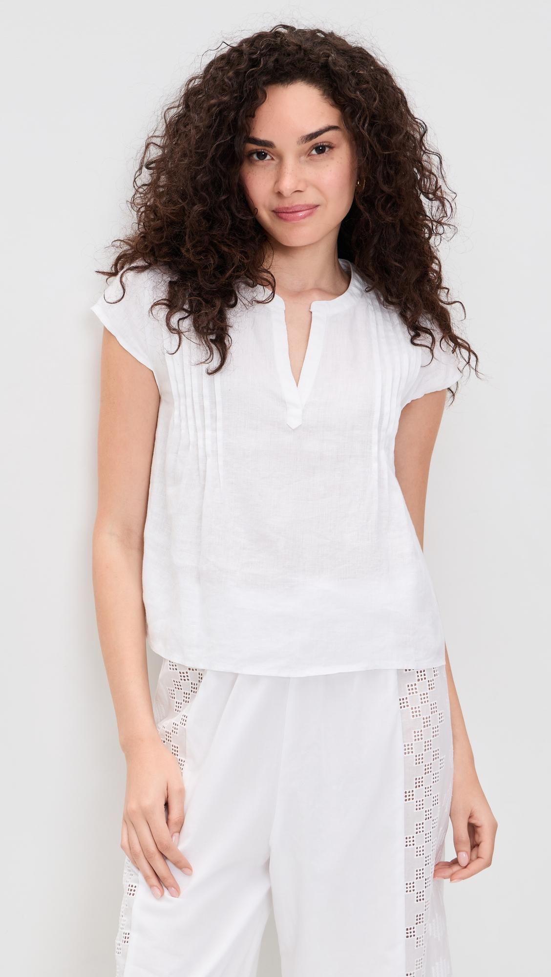 stella linen pintuck top
