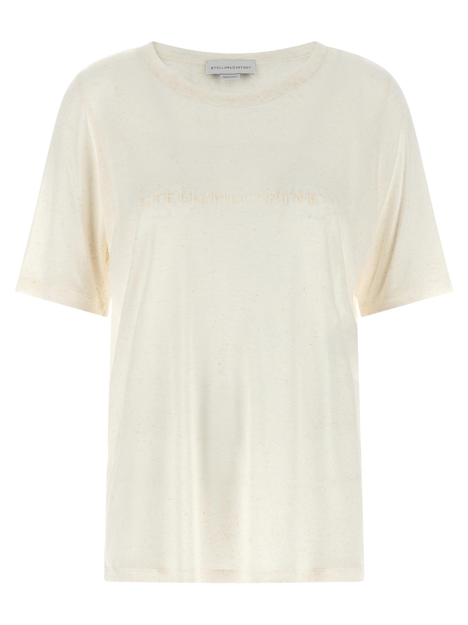 stella mccartney beads embroidery t-shirt white viscose - women