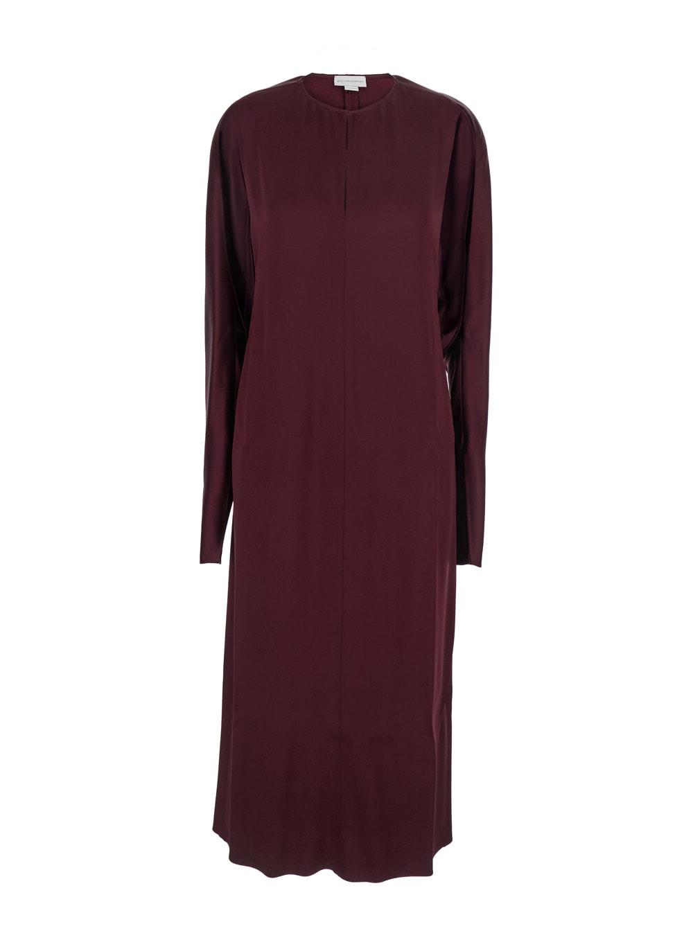stella mccartney bordeaux midi dress with cape sleeves and cut-out on the front in tech fabric woman