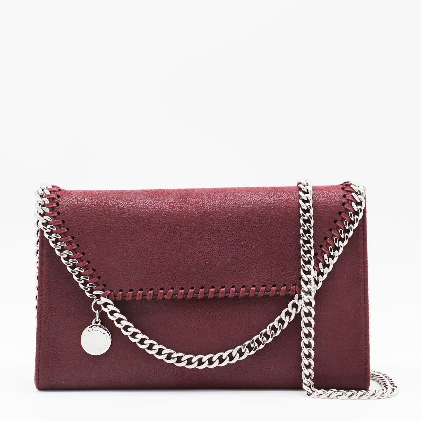 stella mccartney dark red faux leather falabella shoulder bag