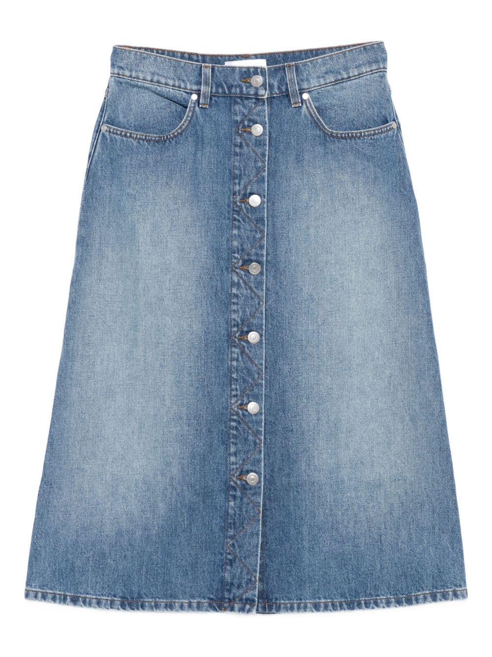 stella mccartney denim cotton midi skirt