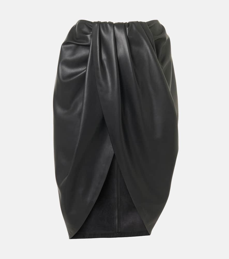 stella mccartney draped faux leather midi skirt