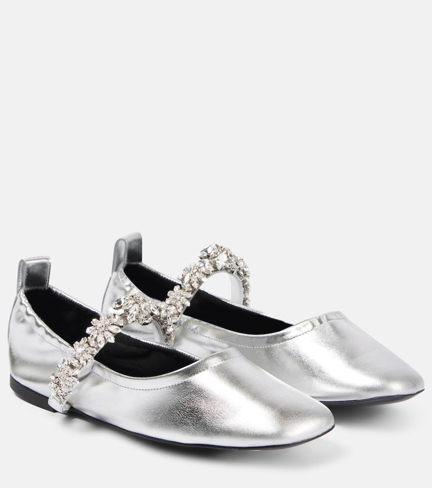 stella mccartney elsa metallic faux leather ballet flats