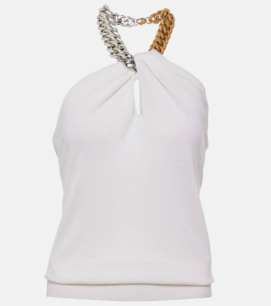 stella mccartney embellished halterneck wool top