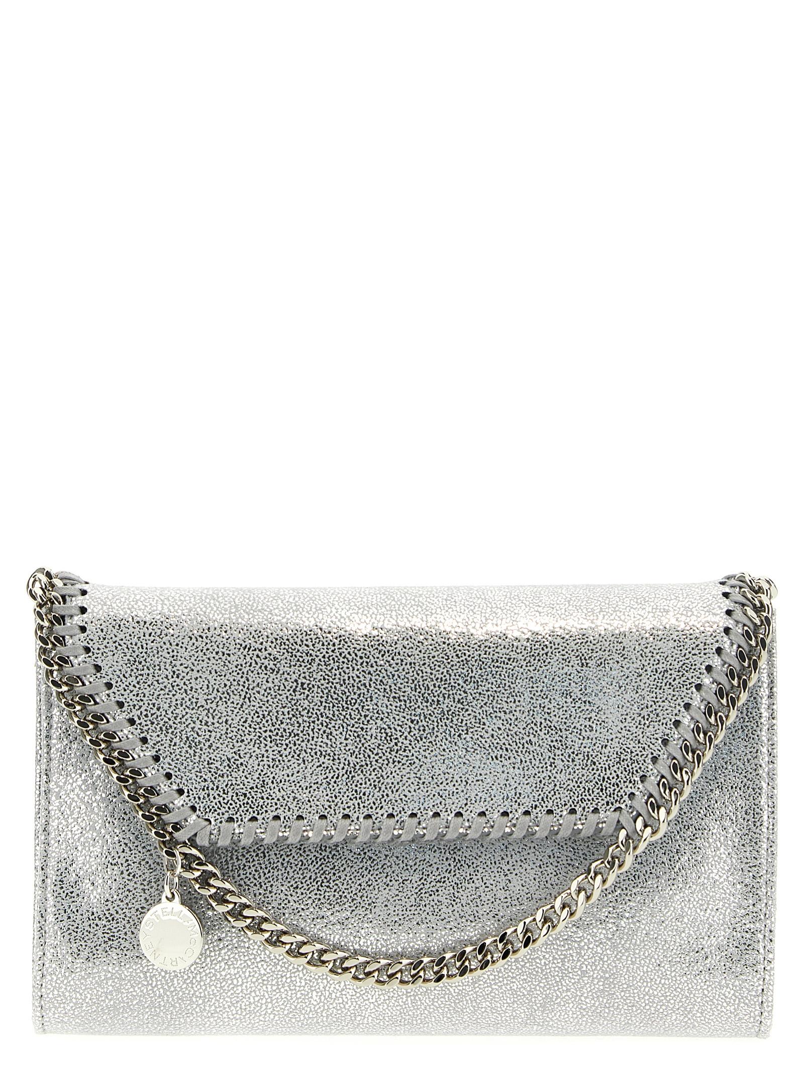 stella mccartney falabella chain wallet silver polyester wallets, card holders - women