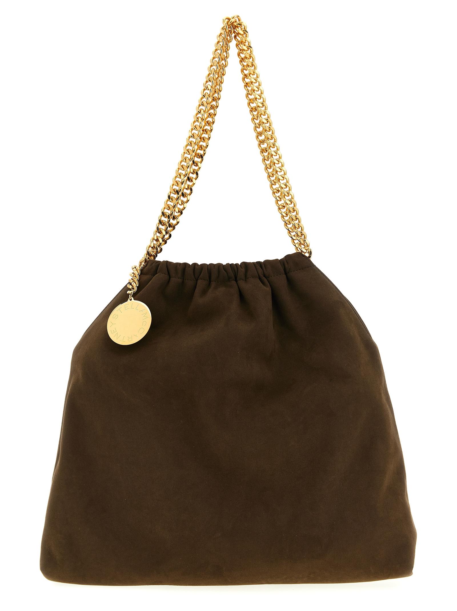 stella mccartney falabella drawstring shoulder bag brown polyester - women