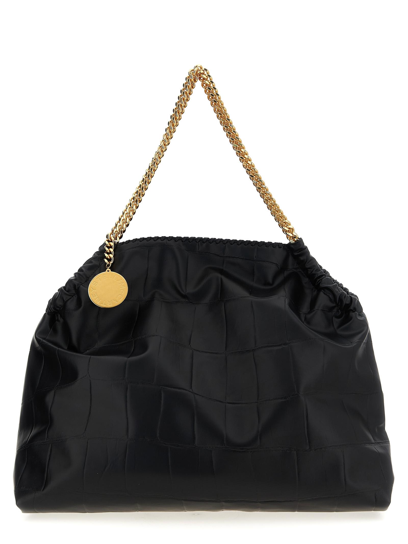stella mccartney falabella large shopping bag black polyester tote - women