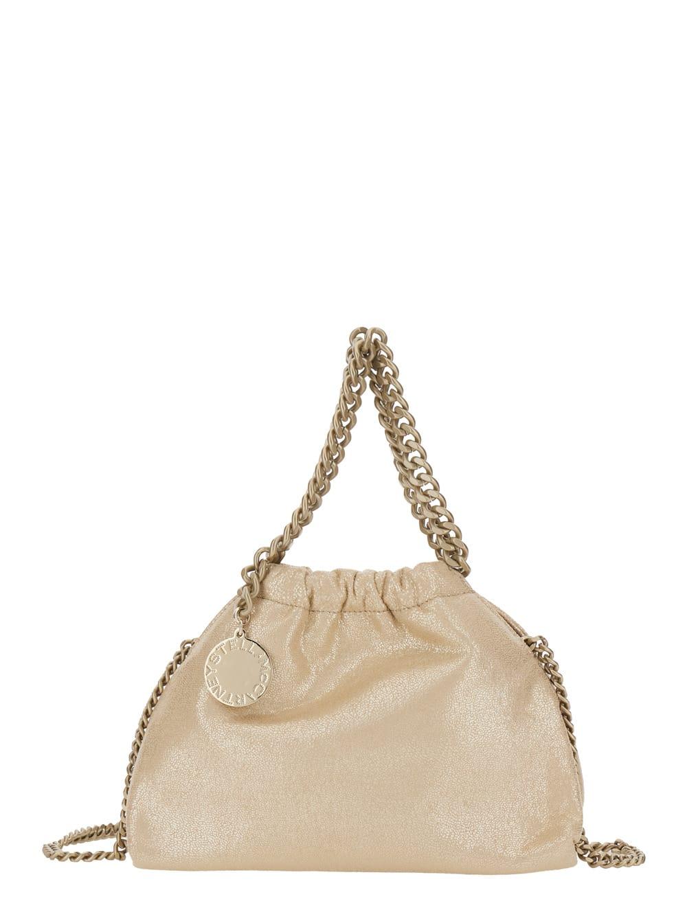 stella mccartney falabella metallic crossbody bag with chain-link shoulder strap and logo charm on the front in ecoleather woman