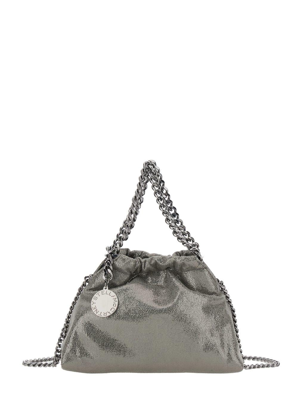 stella mccartney falabella metallic crossbody bag with chain-link shoulder strap and logo charm on the front in ecoleather woman
