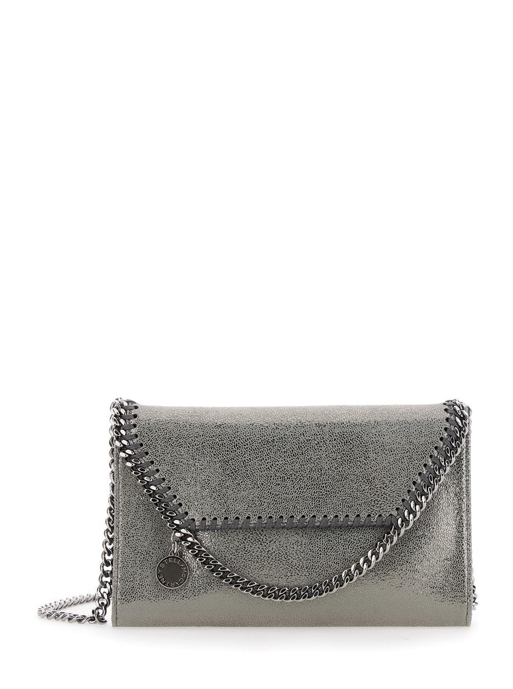 stella mccartney falabella metallic crossbody bag with chain-link shoulder strap and metallic effect in ecoleather woman