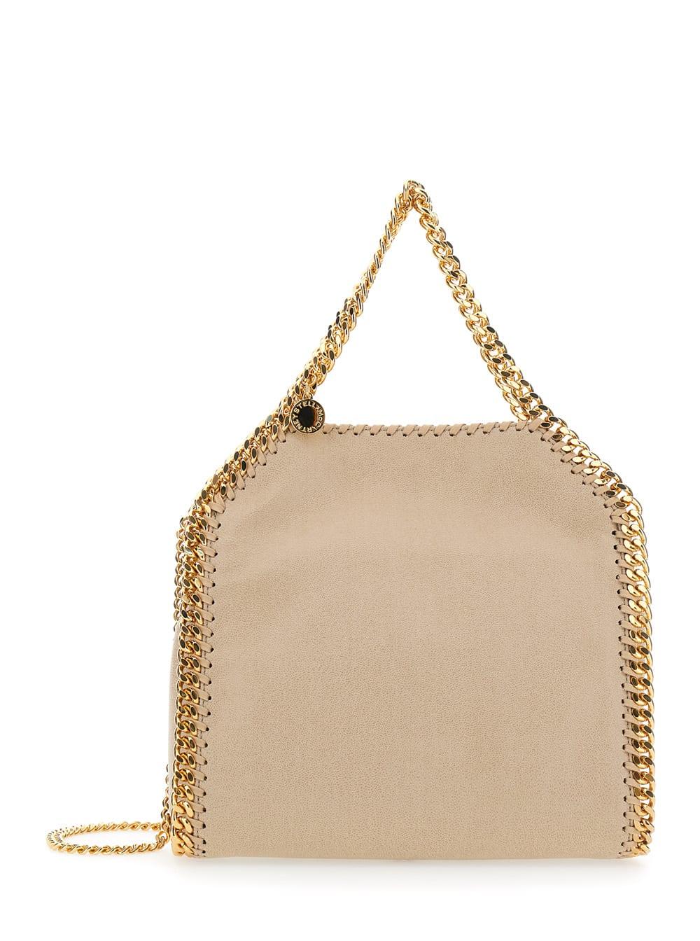 stella mccartney falabella mini shoulder bag with handle and chain strap in ecoleather white women