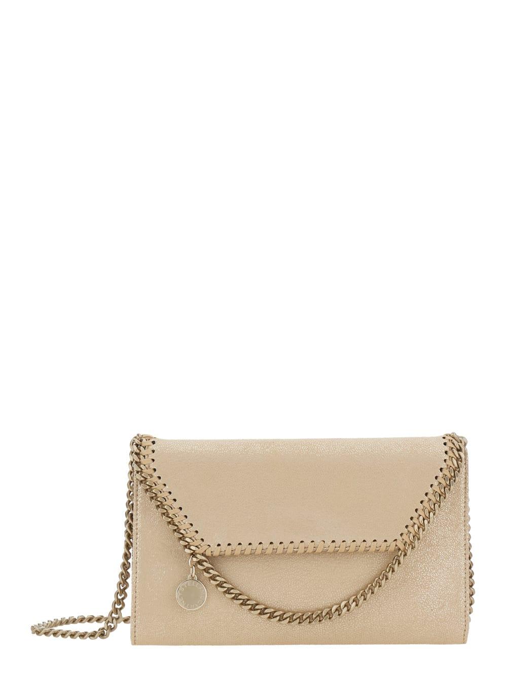 stella mccartney falabella shoulder bag with chain strap and metallic effect in ecoleather for women
