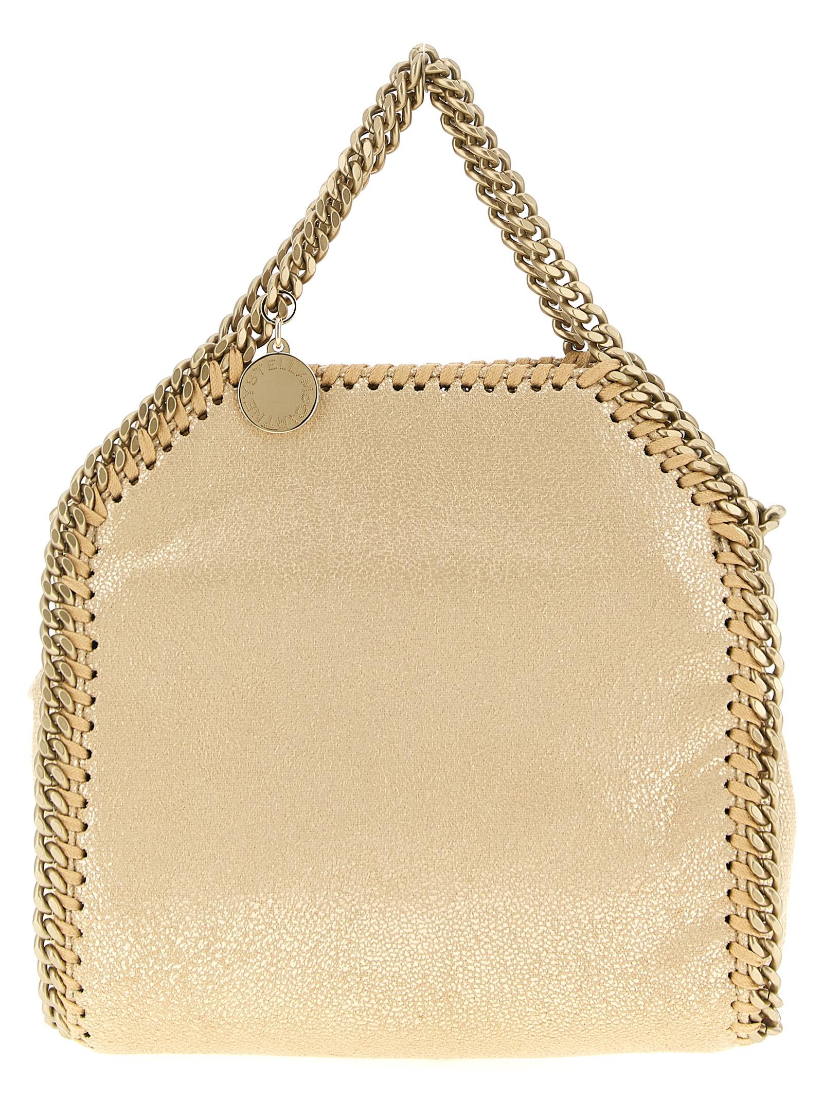 stella mccartney falabella tiny handbag gold polyester crossbody bags - women