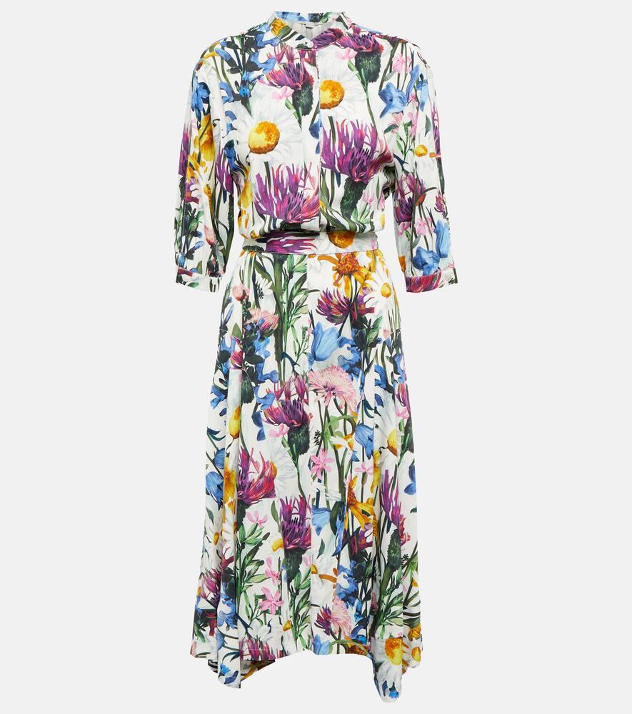 stella mccartney floral satin midi dress