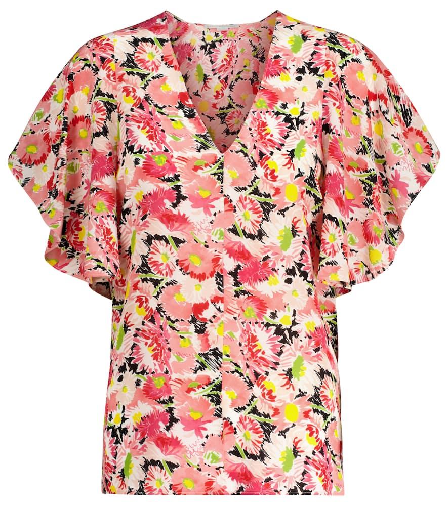 stella mccartney floral silk crêpe blouse