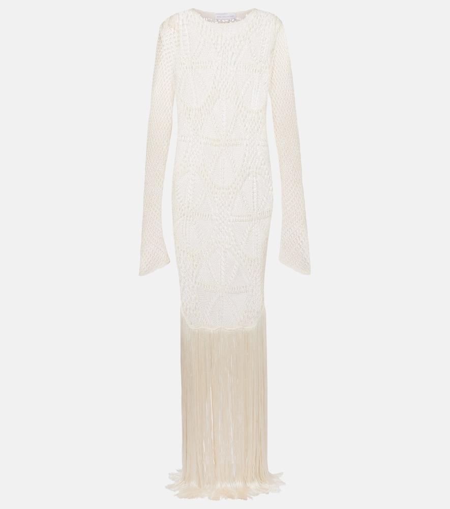 stella mccartney fringed crochet maxi dress