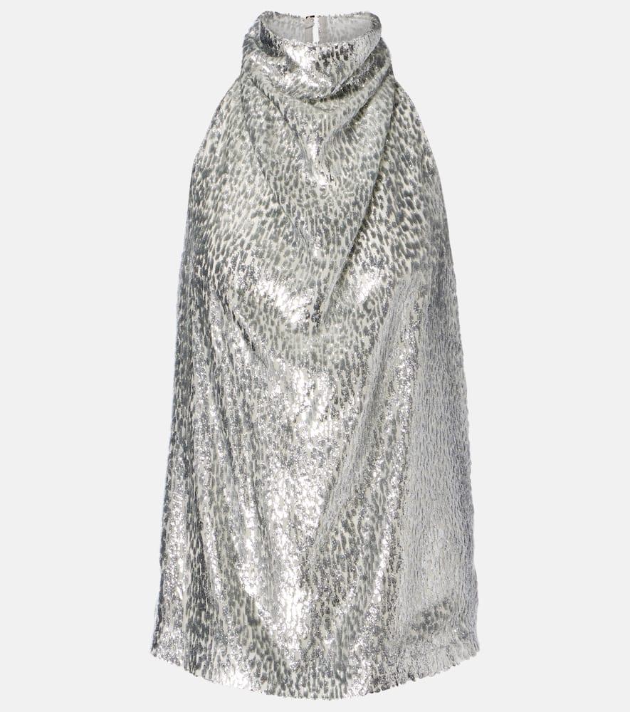 stella mccartney halterneck lamé velvet top