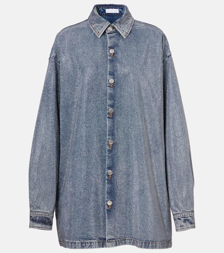 stella mccartney hotfix embellished denim shirt