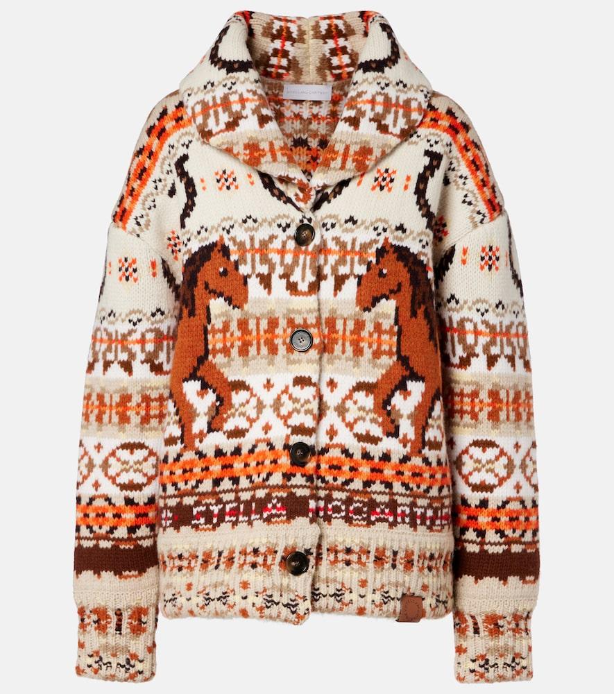 stella mccartney intarsia oversized virgin wool cardigan