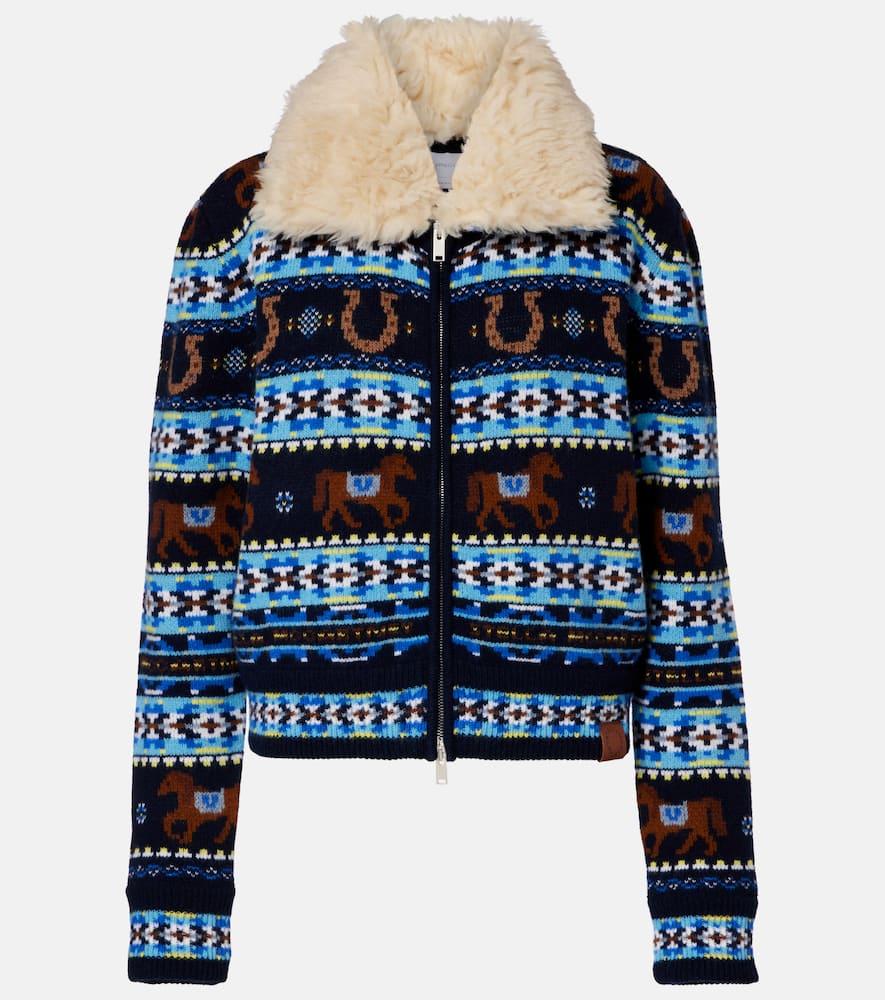 stella mccartney intarsia virgin wool zip