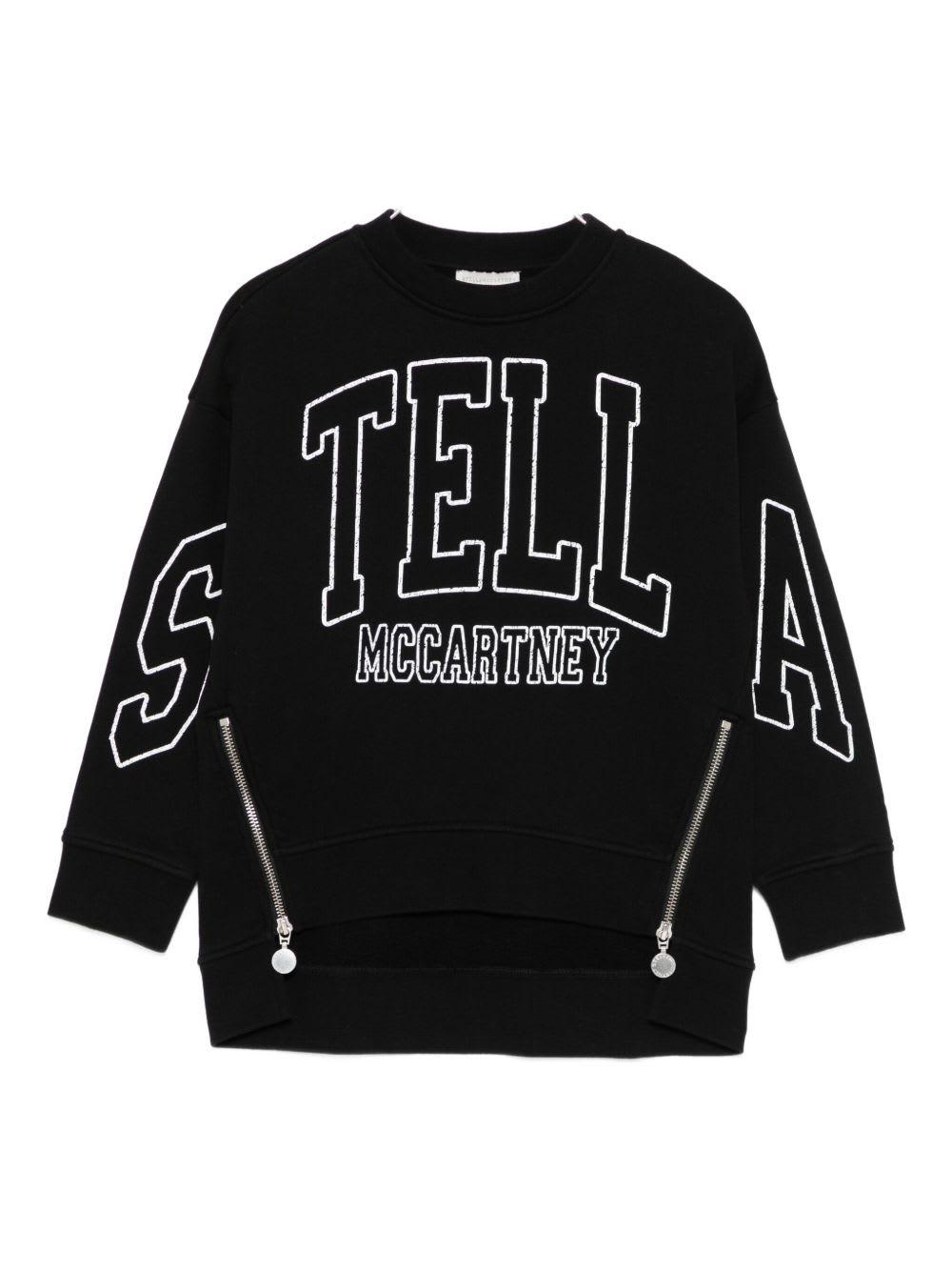 stella mccartney kids black cotton long-sleeved crewneck sweatshirt