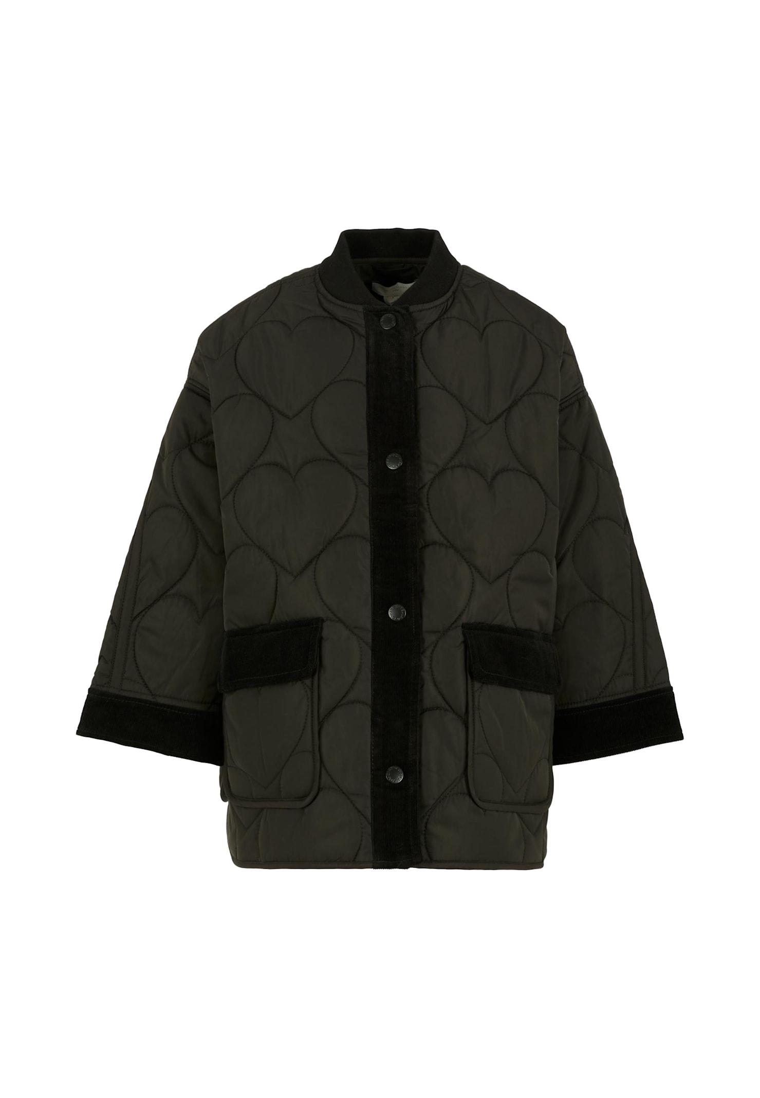 stella mccartney kids black down jacket for girl with hearts